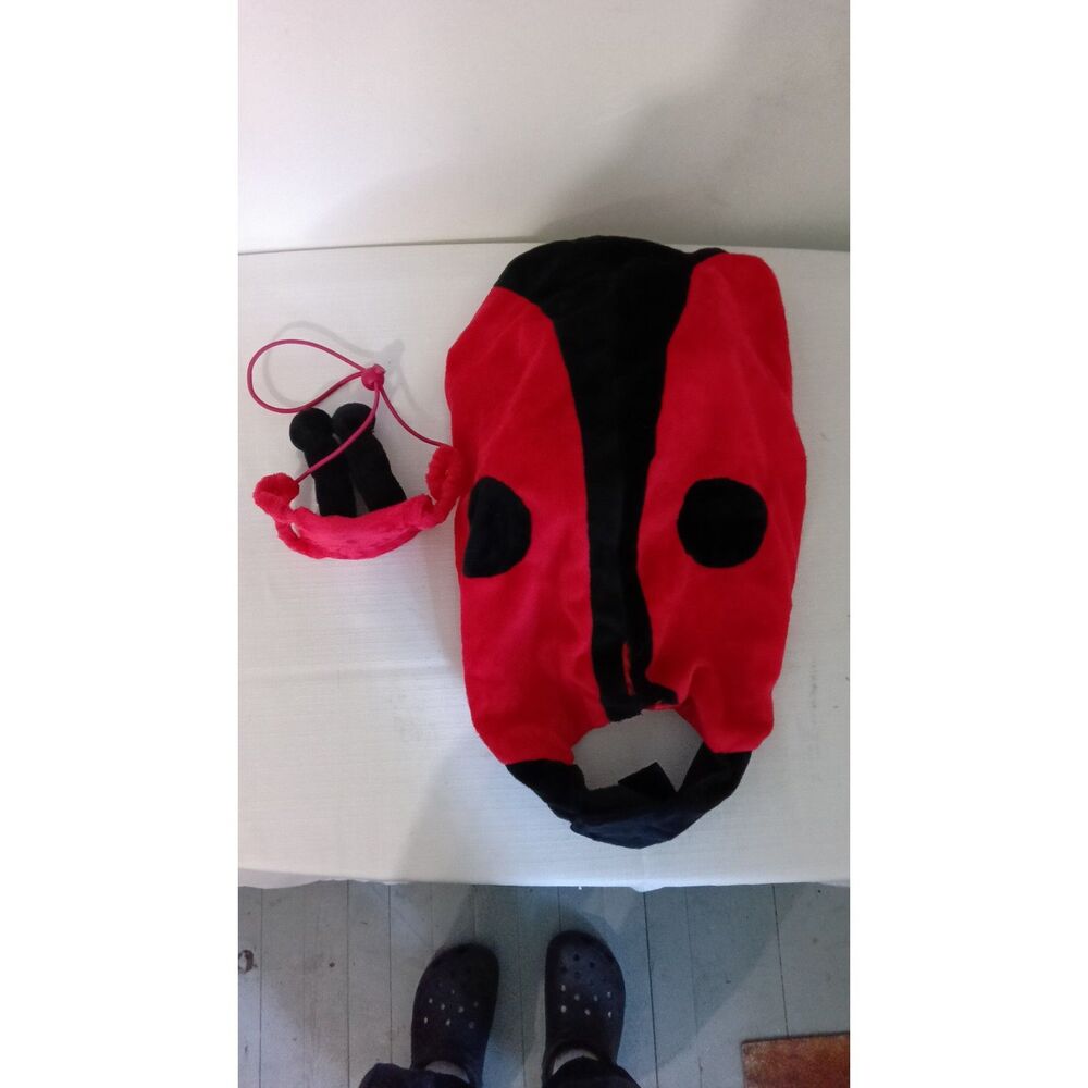 Ladybug Pet Dog Costume Red Black Spots with Hood